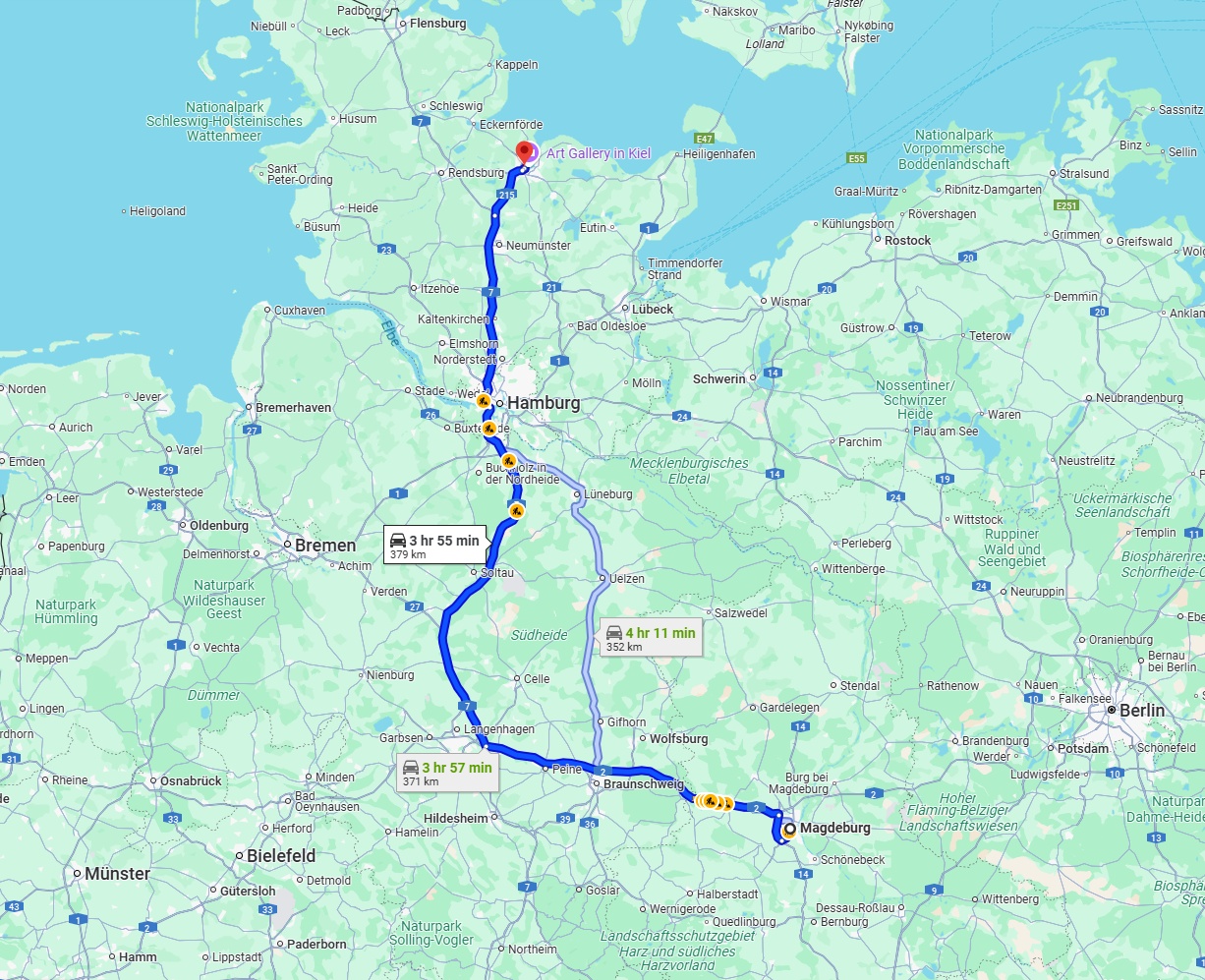 Anreise von Magdeburg Zu Kiel Über via A2 and A7