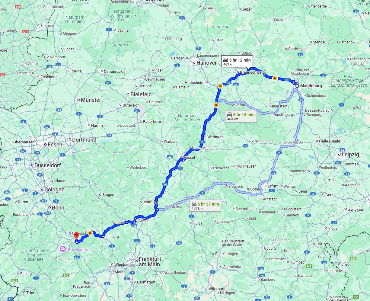 Anreise von Magdeburg Zu Koblenz Über via A7