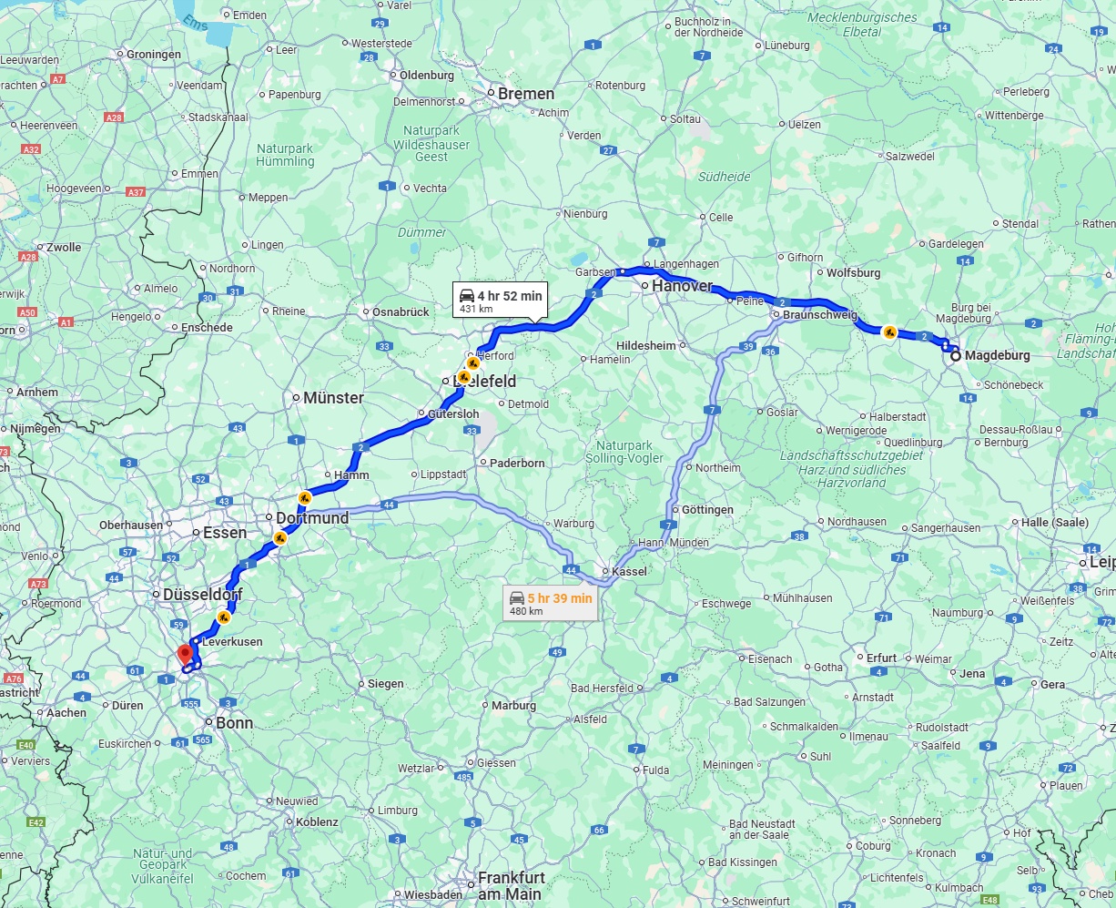 Anreise von Magdeburg Zu Köln Über via A2