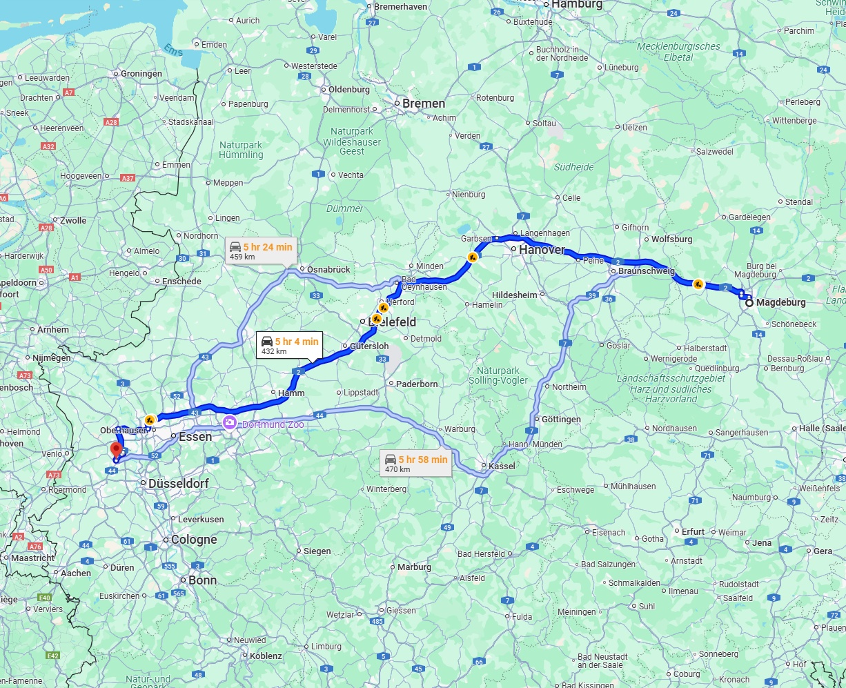 Anreise von Magdeburg Zu Krefeld Über via A2