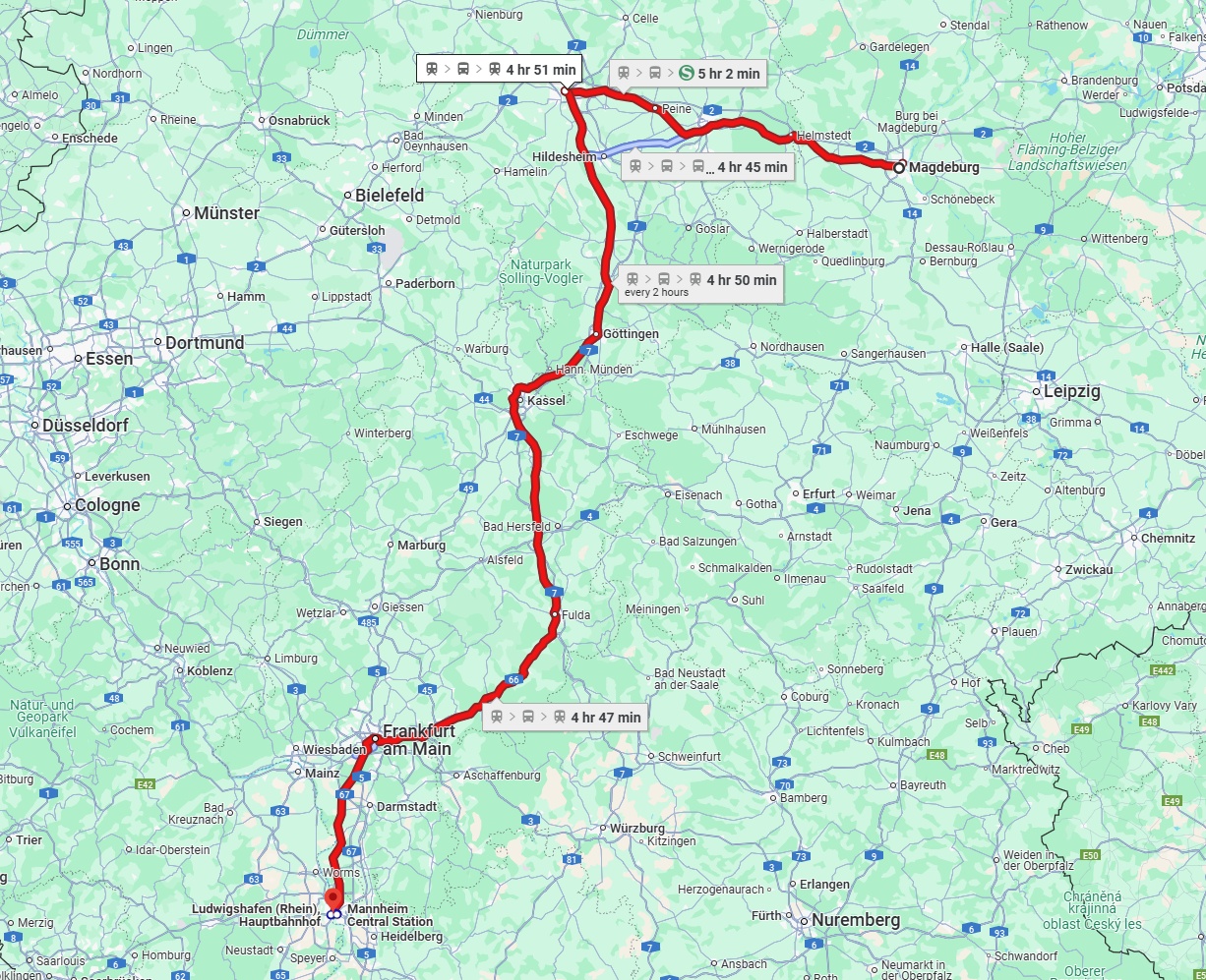 Anreise von Magdeburg Zu Ludwigshafen am Rhein Über 