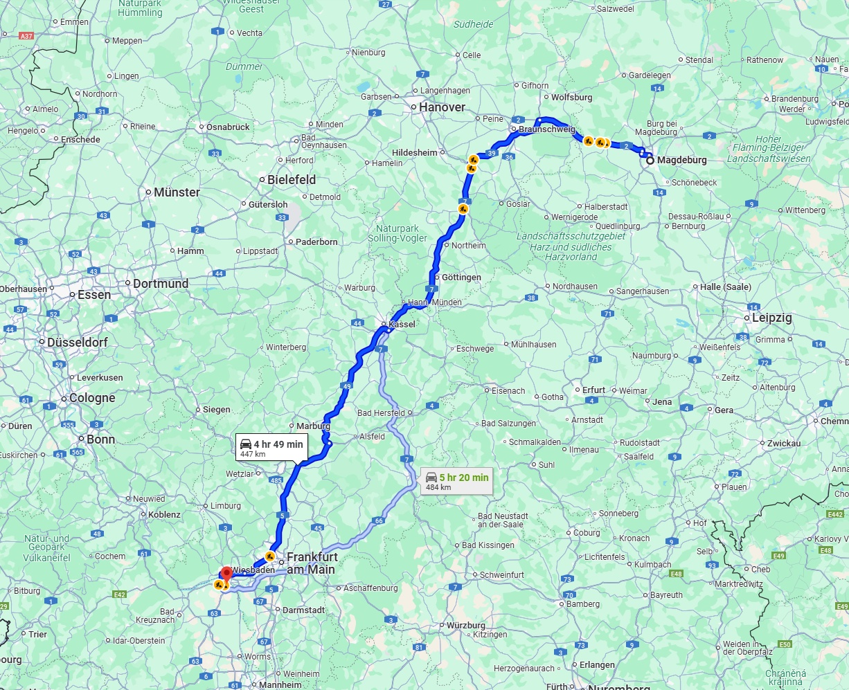 Anreise von Magdeburg Zu Mainz Über via A7