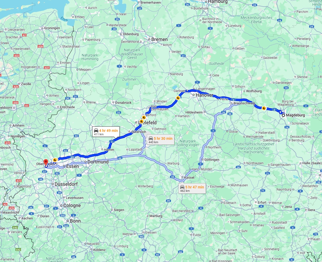 Anreise von Magdeburg Zu Moers Über via A2