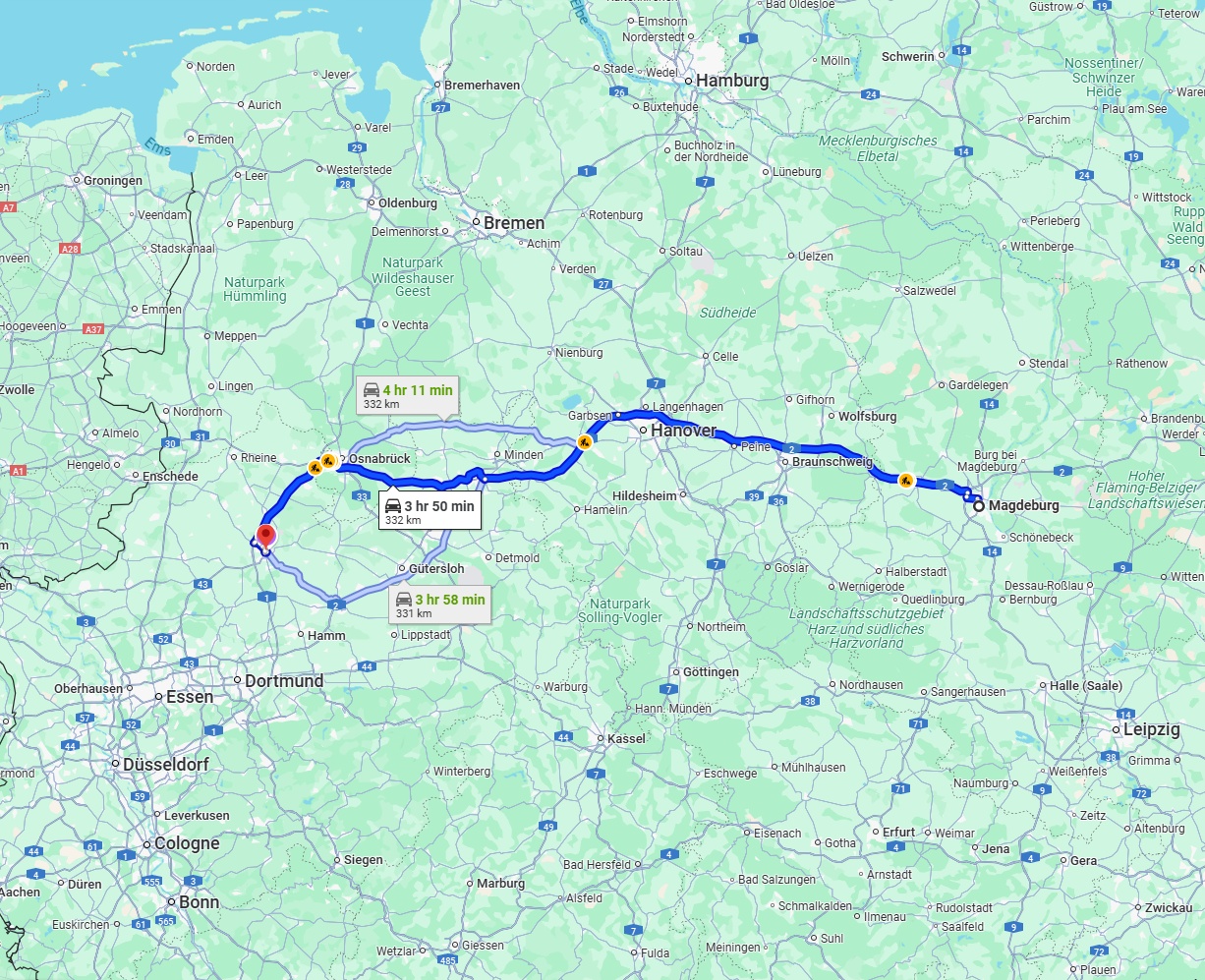 Anreise von Magdeburg Zu Münster Über via A2