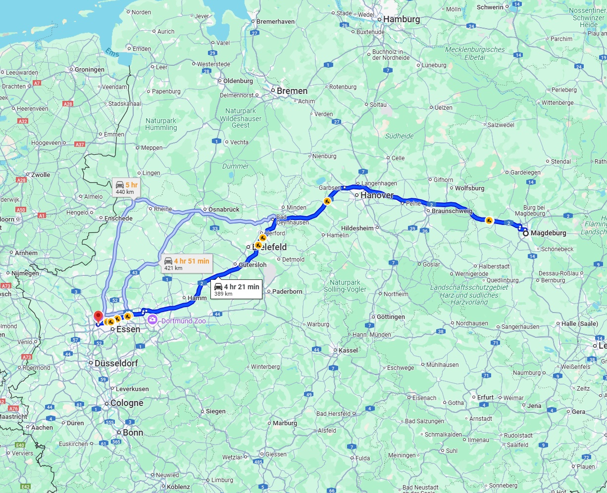 Anreise von Magdeburg Zu Oberhausen Über via A2