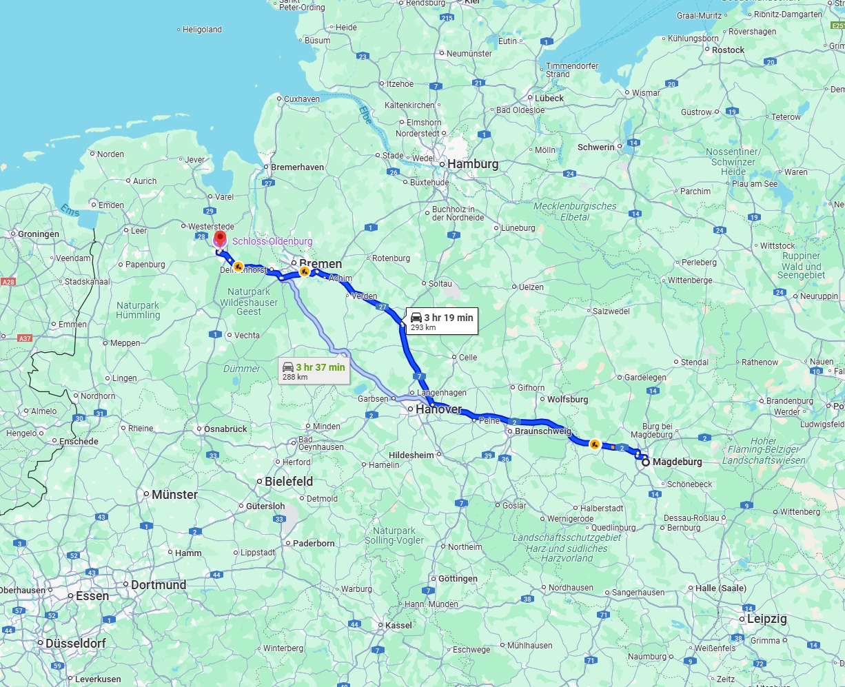 Anreise von Magdeburg Zu Oldenburg Über via A2