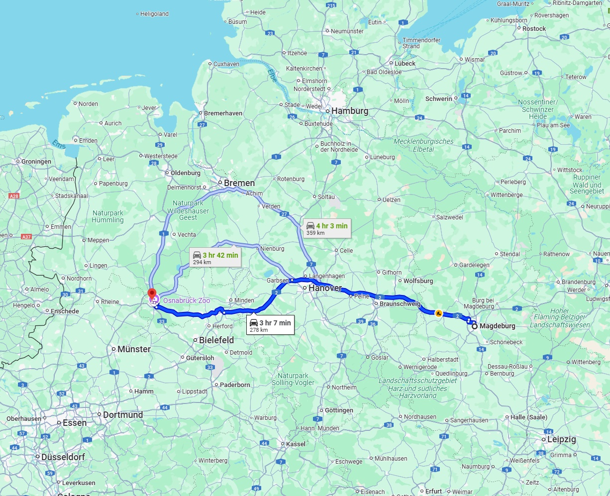 Anreise von Magdeburg Zu Osnabrück Über via A2