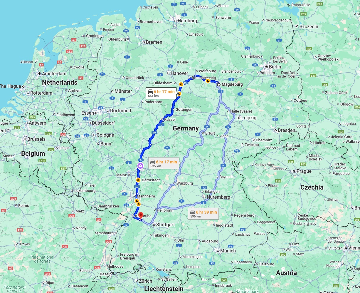 Anreise von Magdeburg Zu Pforzheim Über via A5