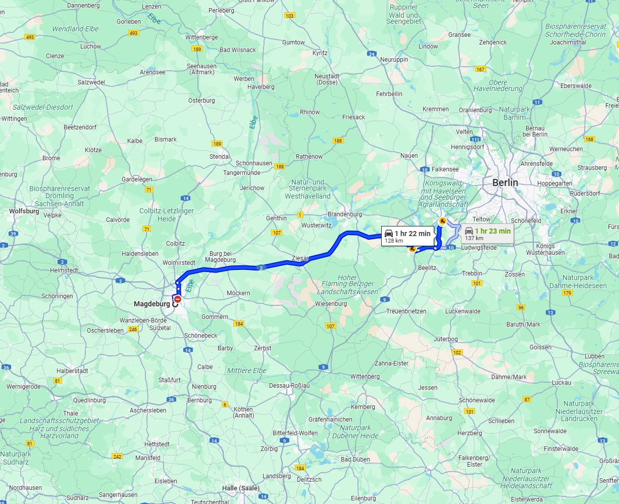 Anreise von Magdeburg Zu Potsdam Über via A2