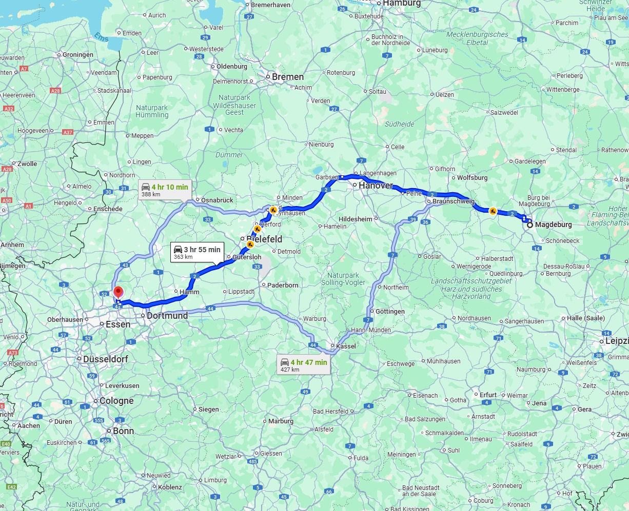 Anreise von Magdeburg Zu Recklinghausen Über via A2