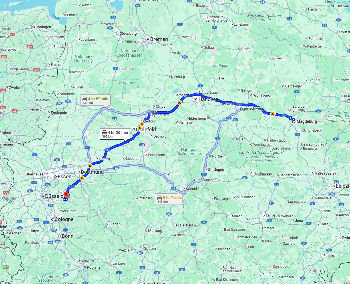 Anreise von Magdeburg Zu Remscheid Über via A2