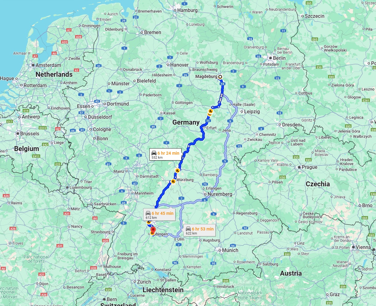 Anreise von Magdeburg Zu Reutlingen Über via A71