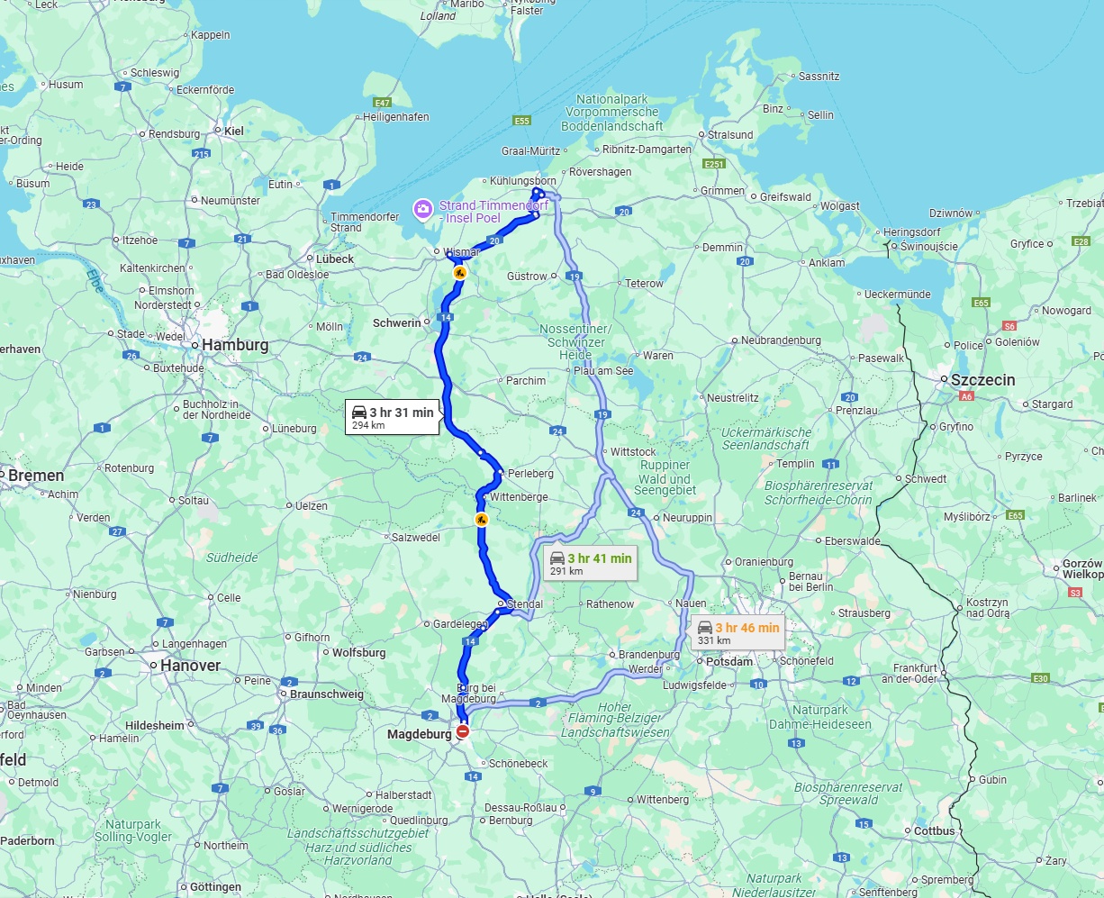 Anreise von Magdeburg Zu Rostock Über via B189 and A14