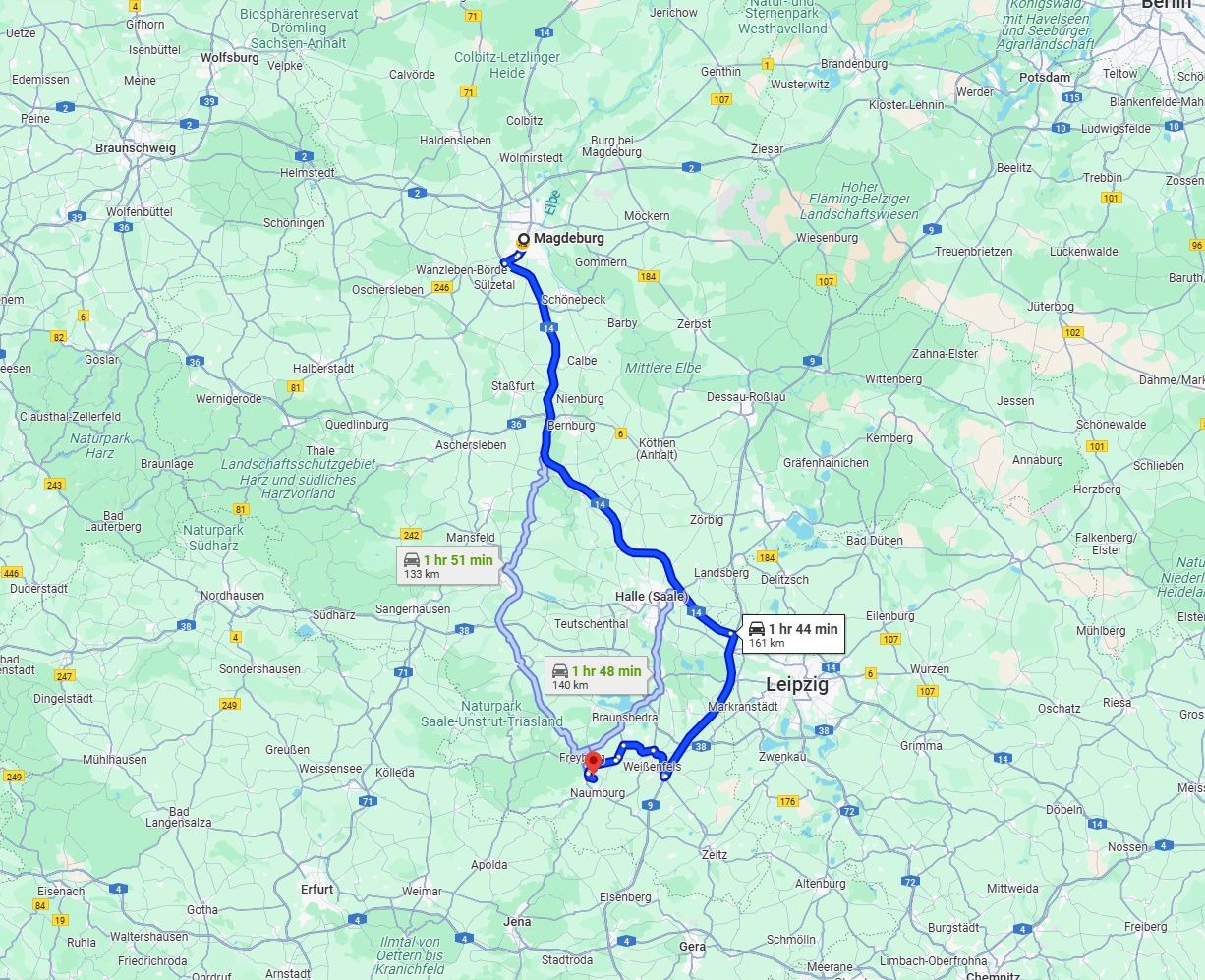 Anreise von Magdeburg Zu Saale Über via A14
