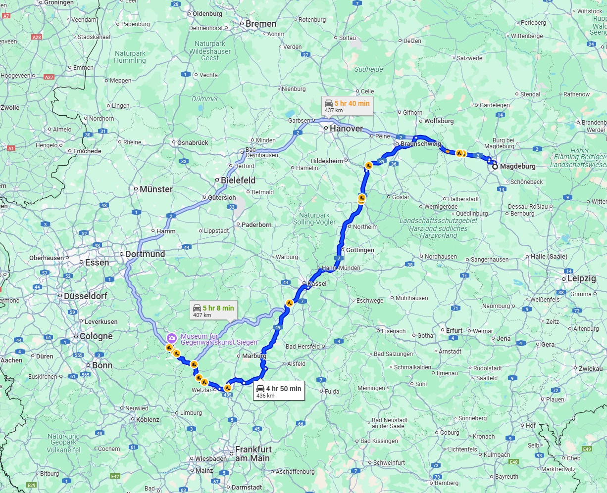 Anreise von Magdeburg Zu Siegen Über via A7