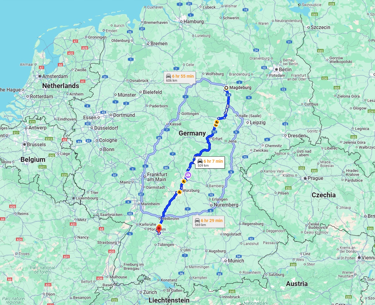 Anreise von Magdeburg Zu Stuttgart Über via A71