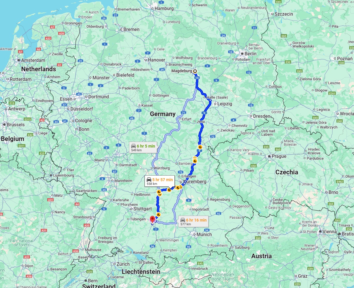 Anreise von Magdeburg Zu Ulm Über via A9