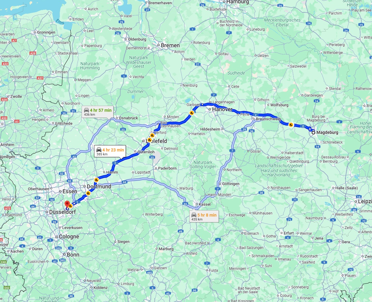 Anreise von Magdeburg Zu Wuppertal Über via A2