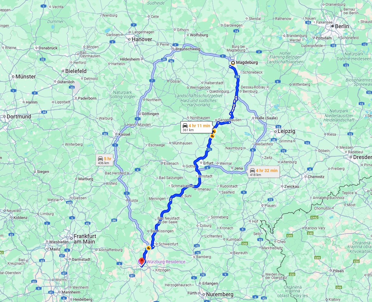 Anreise von Magdeburg Zu Würzburg Über via A71