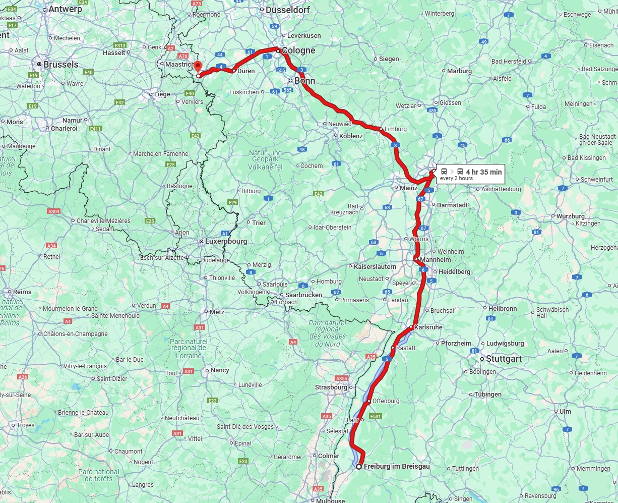 Anreise von Freiburg im Breisgau Zu Aachen Über 