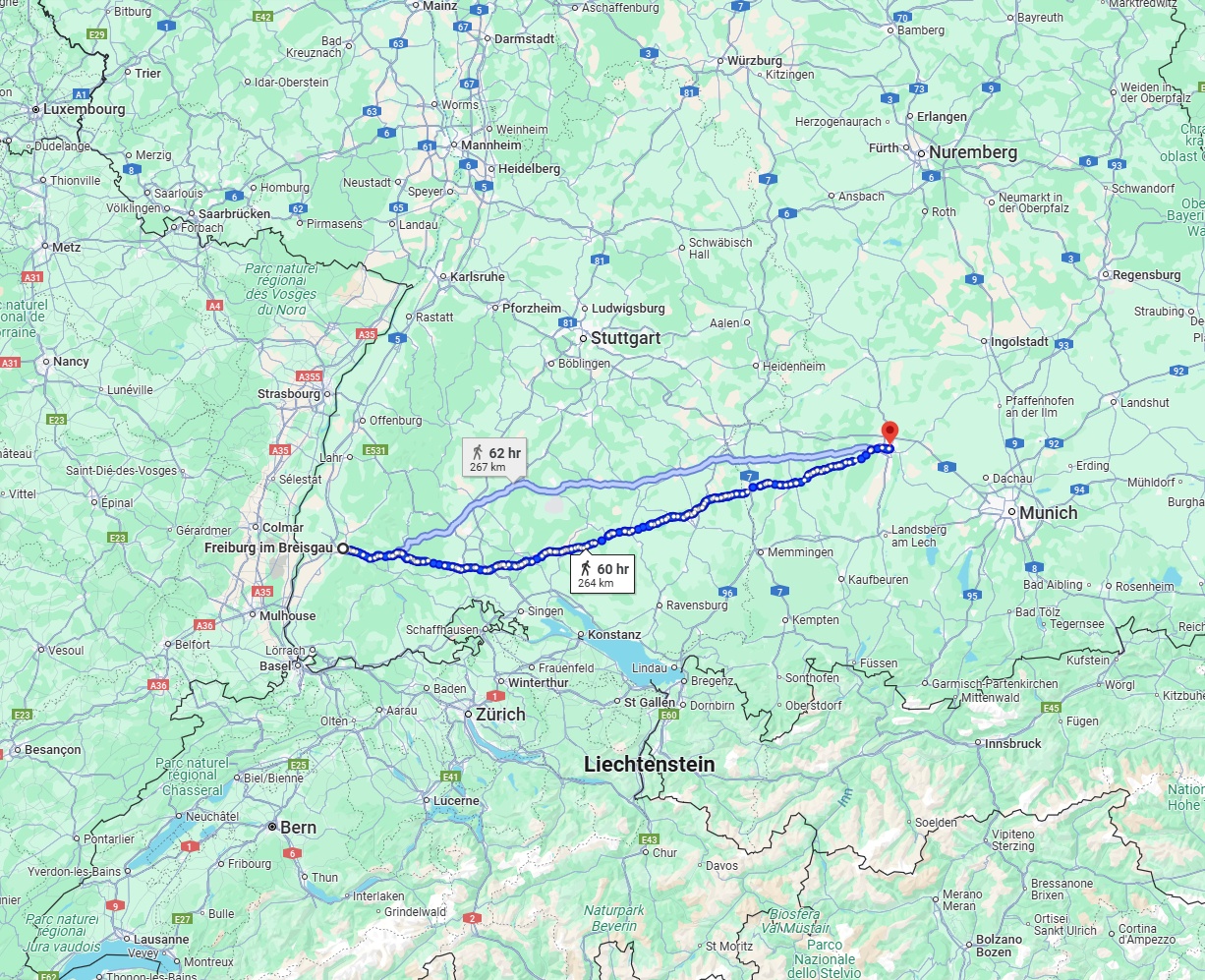 Anreise von Freiburg im Breisgau Zu Augsburg Über 