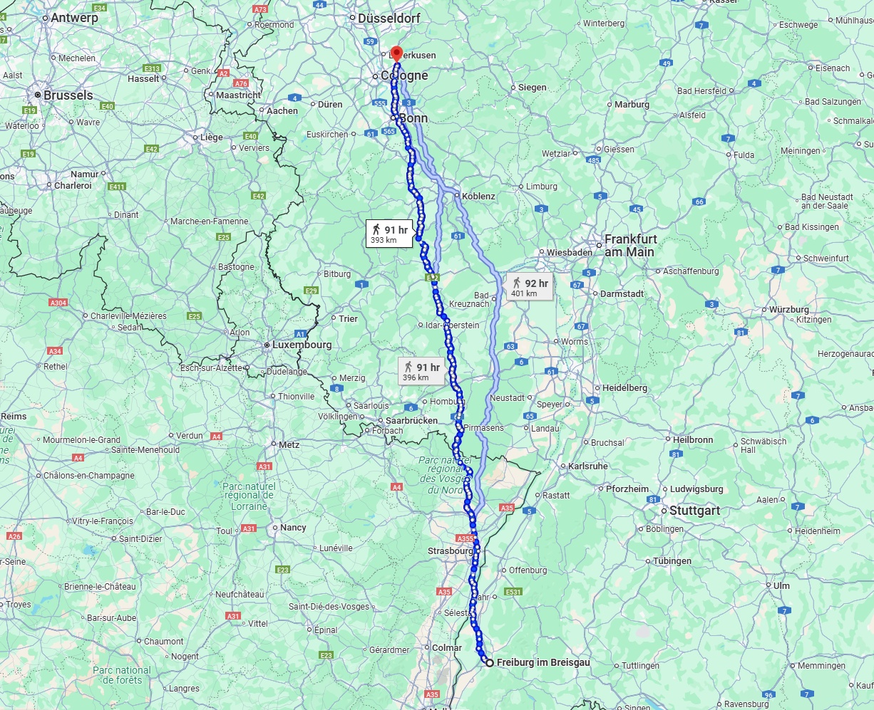 Anreise von Freiburg im Breisgau Zu Bergisch Gladbach Über 