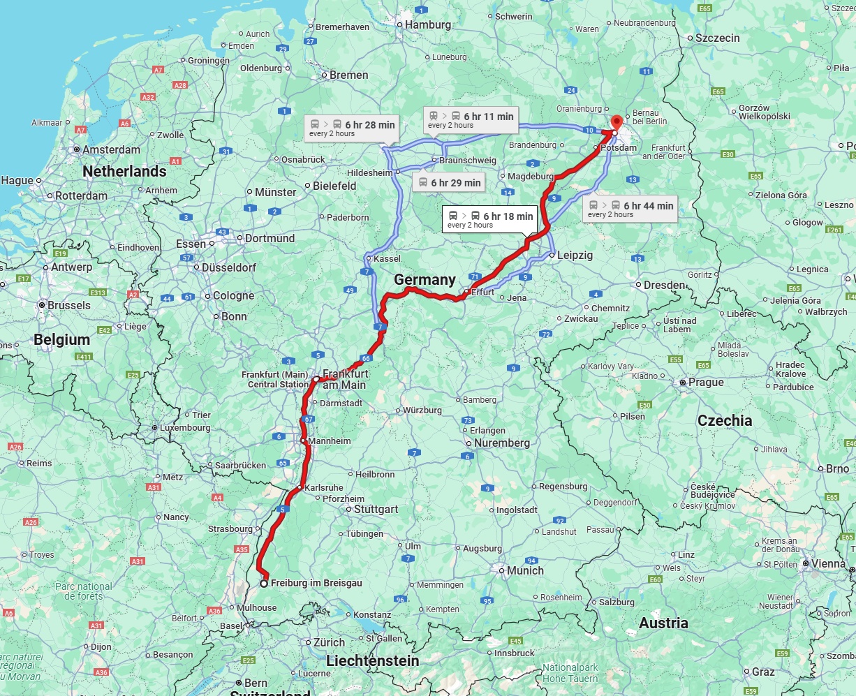 Anreise von Freiburg im Breisgau Zu Berlin Über 