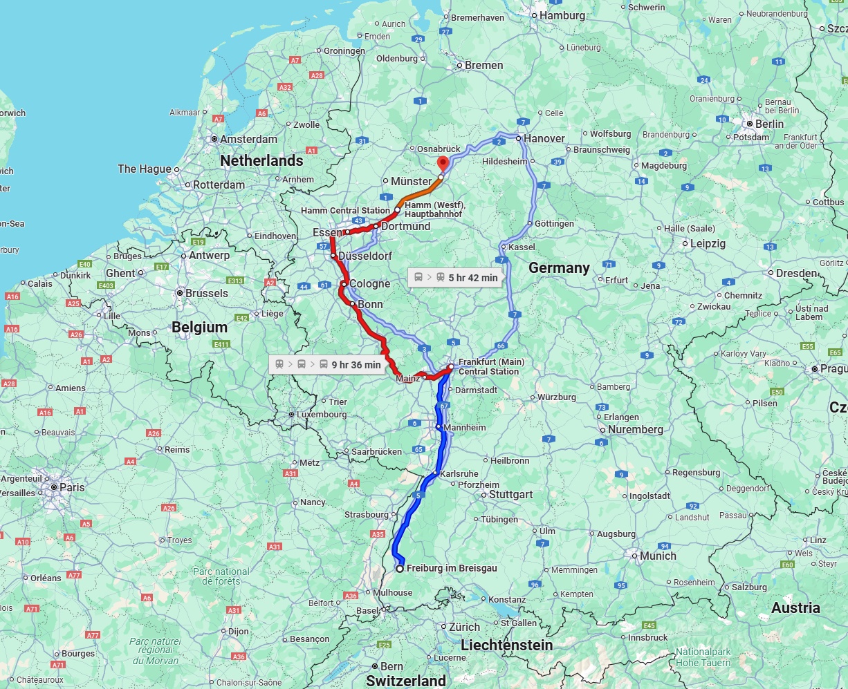 Anreise von Freiburg im Breisgau Zu Bielefeld Über 
