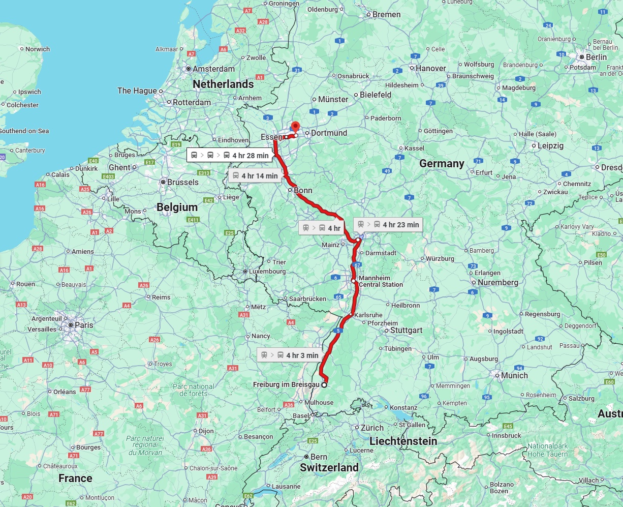 Anreise von Freiburg im Breisgau Zu Bochum Über 