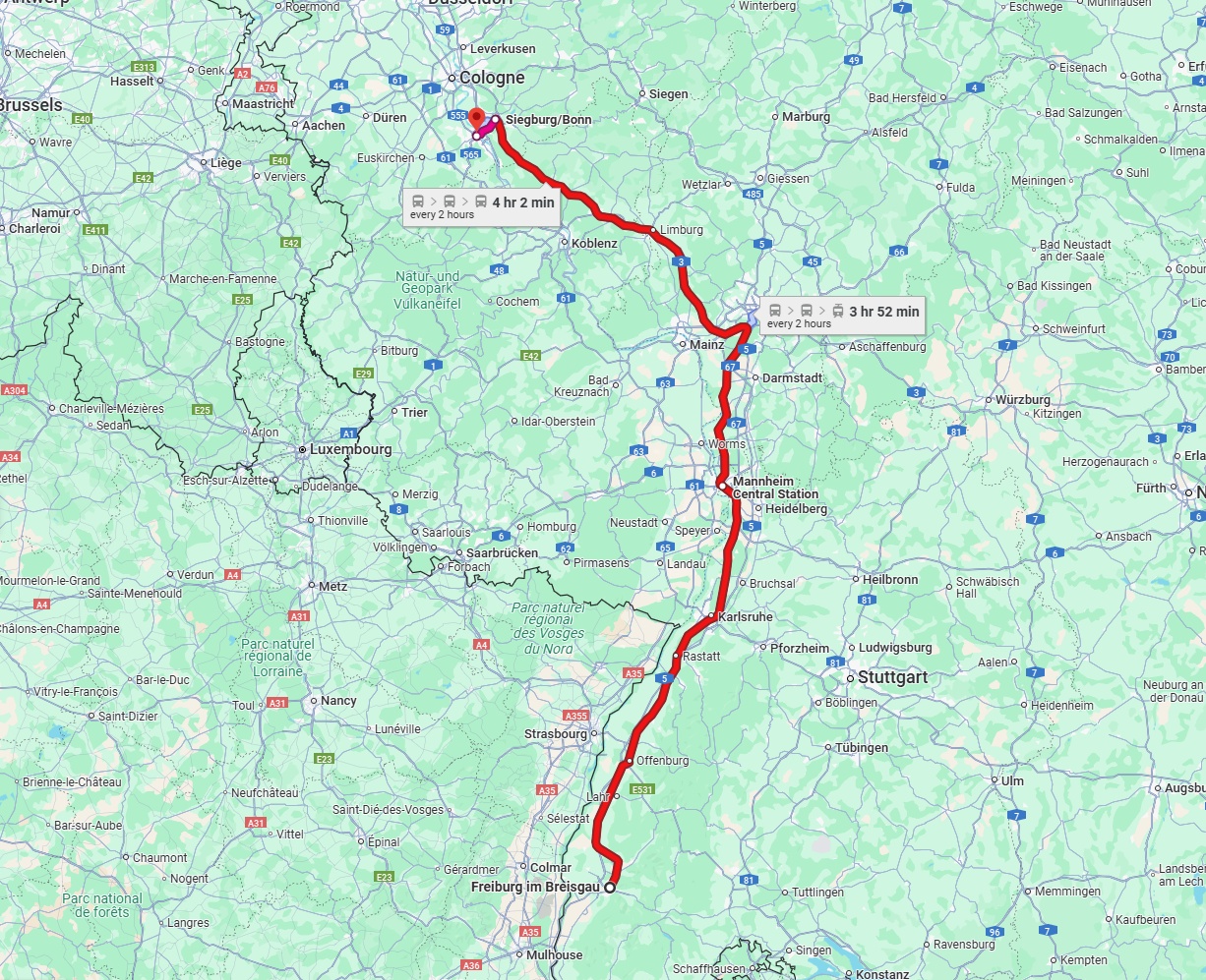Anreise von Freiburg im Breisgau Zu Bonn Über 