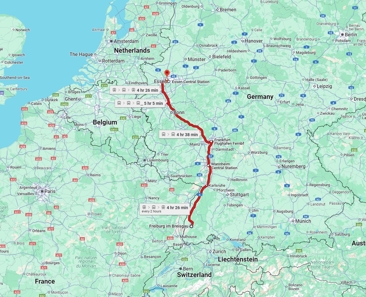 Anreise von Freiburg im Breisgau Zu Bottrop Über 