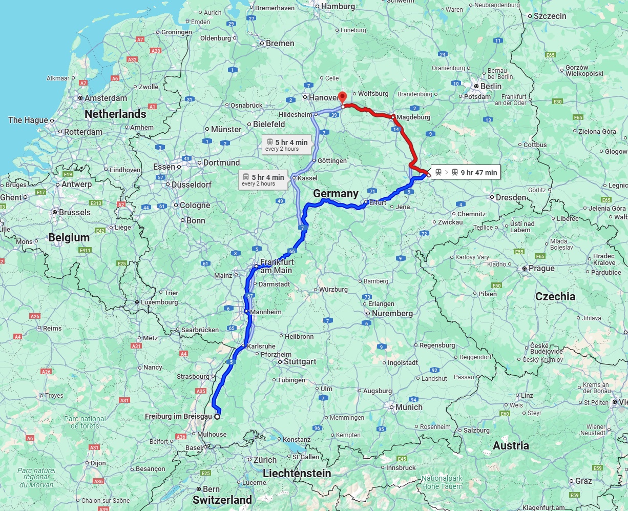 Anreise von Freiburg im Breisgau Zu Braunschweig Über 