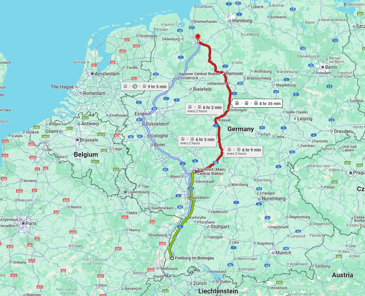 Anreise von Freiburg im Breisgau Zu Bremen Über 