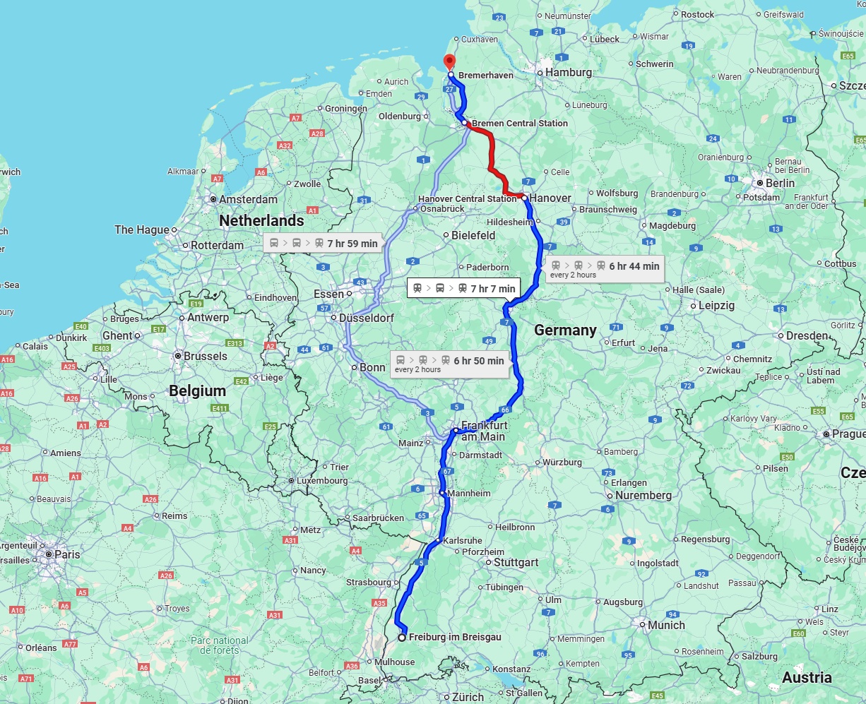 Anreise von Freiburg im Breisgau Zu Bremerhaven Über 