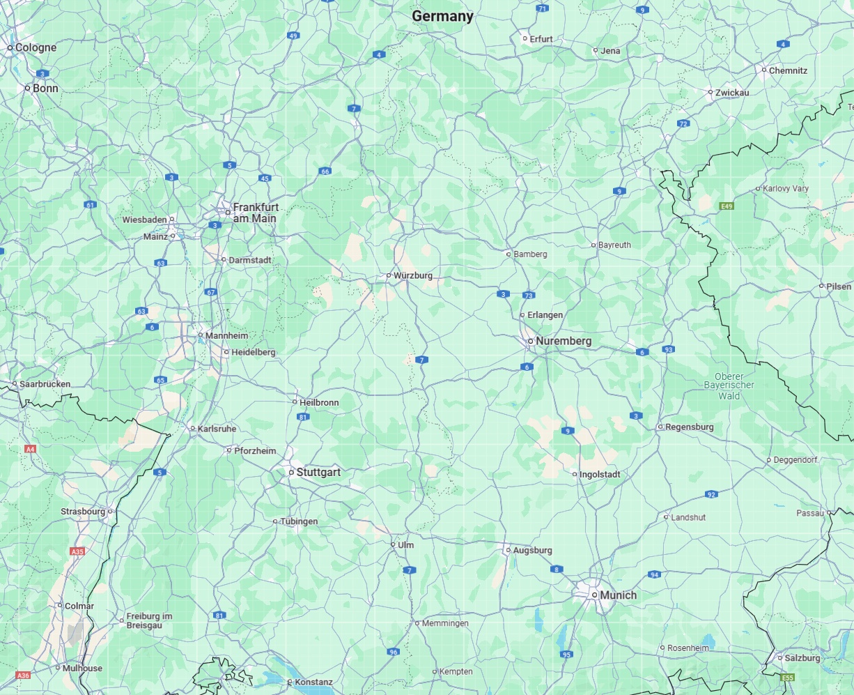 Anreise von Freiburg im Breisgau Zu Chemnitz Über via A5 and A6