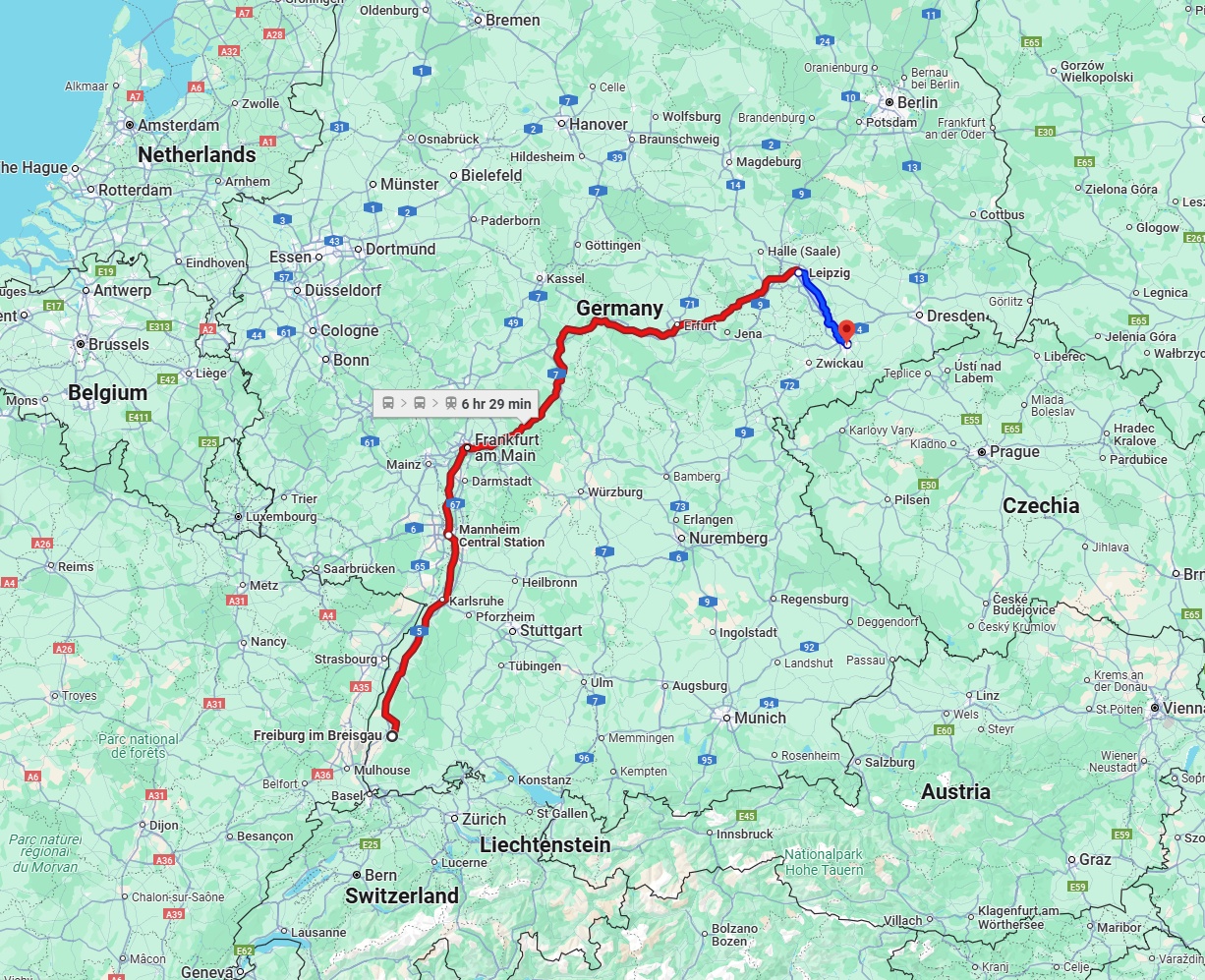 Anreise von Freiburg im Breisgau Zu Chemnitz Über 