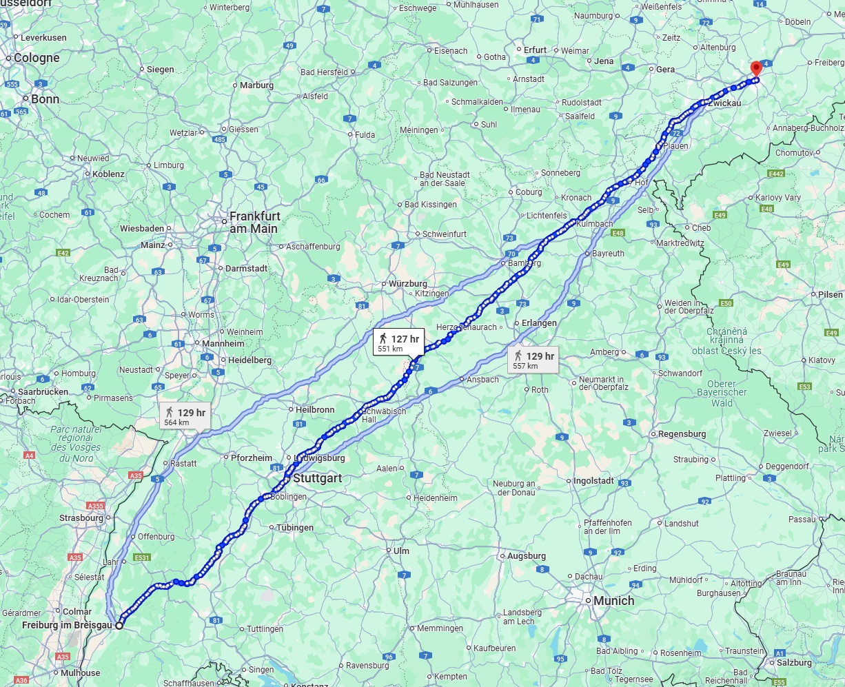 Anreise von Freiburg im Breisgau Zu Chemnitz Über 