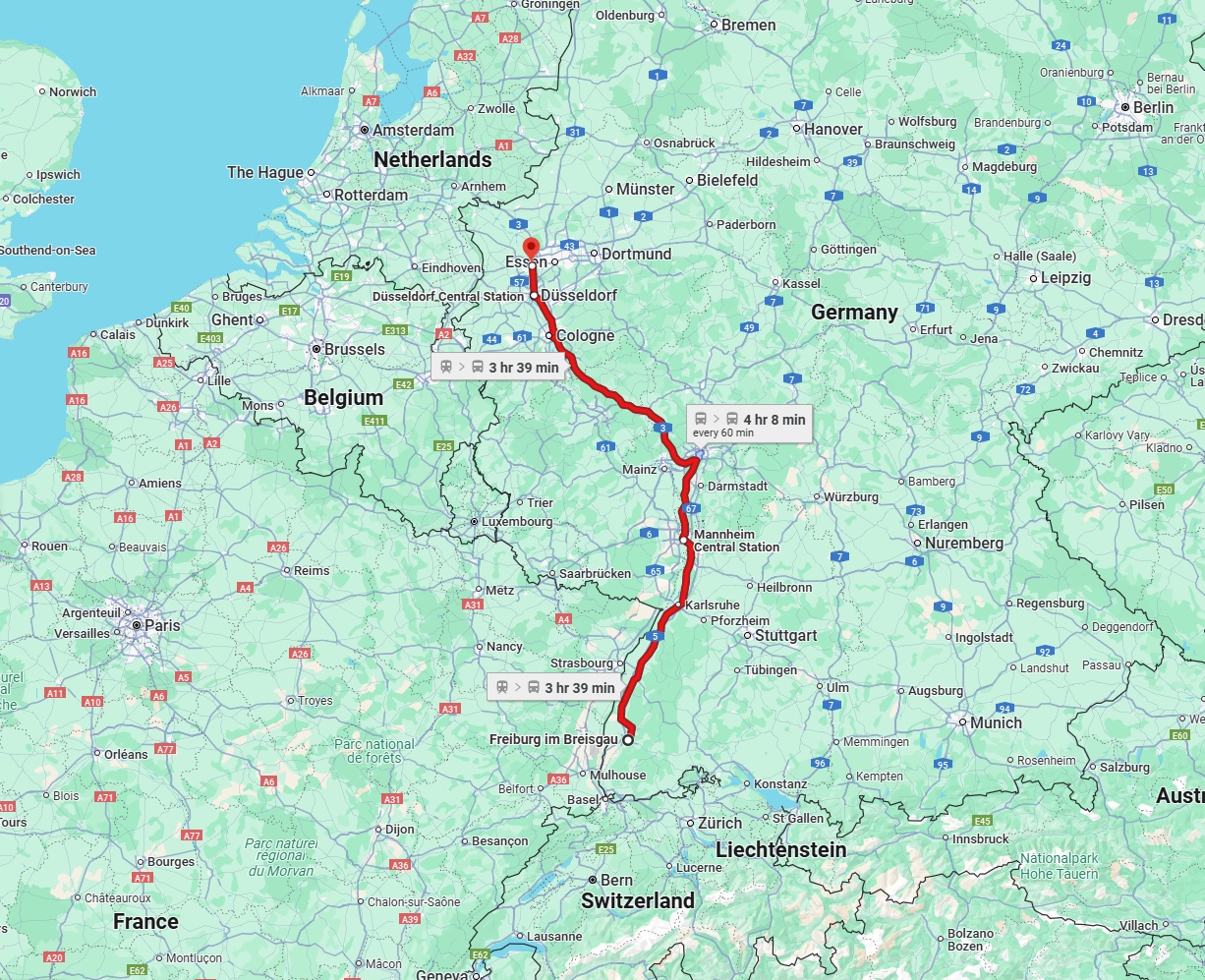Anreise von Freiburg im Breisgau Zu Duisburg Über 