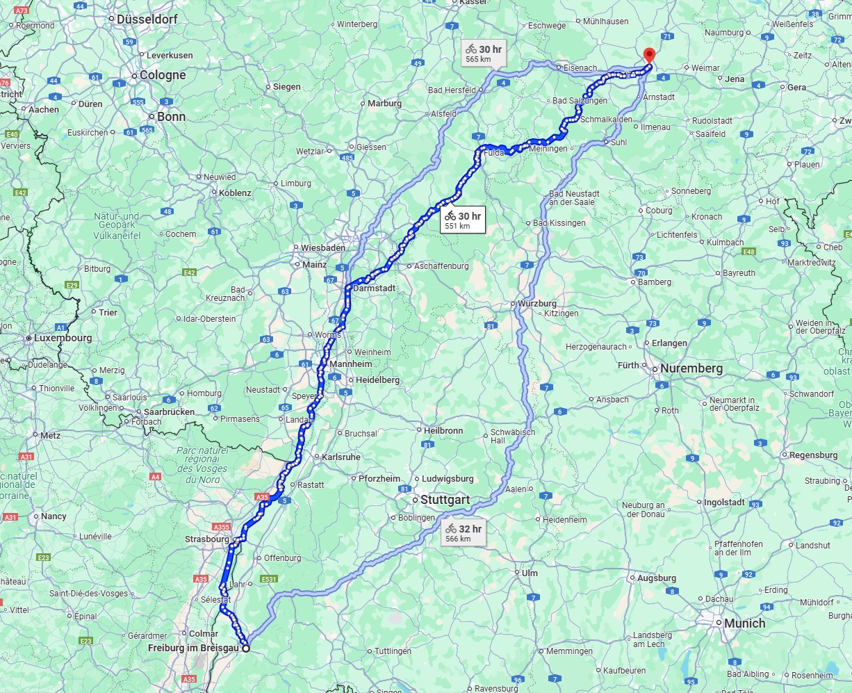 Anreise von Freiburg im Breisgau Zu Erfurt Über 