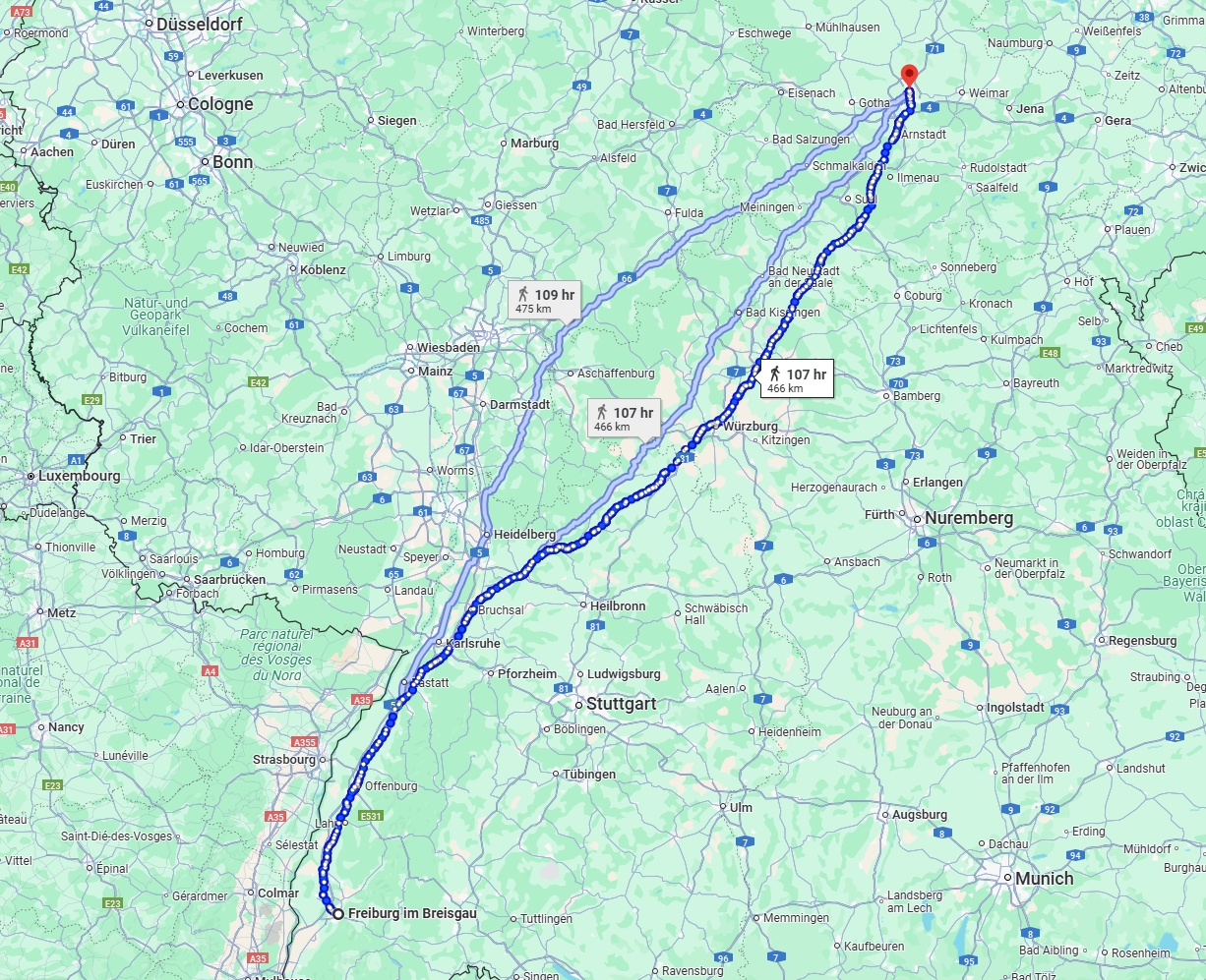 Anreise von Freiburg im Breisgau Zu Erfurt Über 