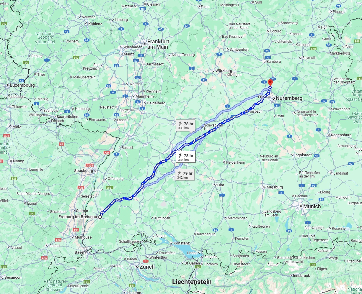 Anreise von Freiburg im Breisgau Zu Erlangen Über 