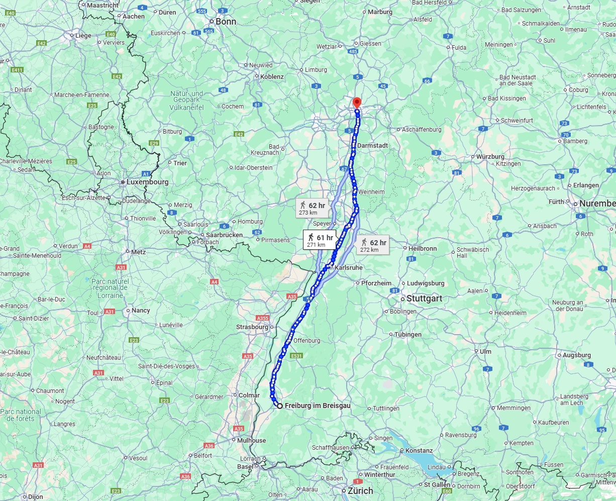 Anreise von Freiburg im Breisgau Zu Frankfurt am Main Über 