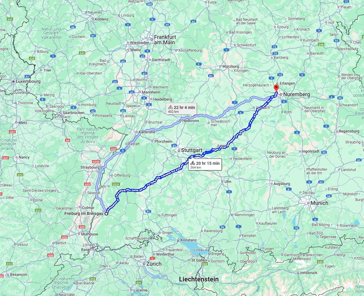 Anreise von Freiburg im Breisgau Zu Fürth Über 