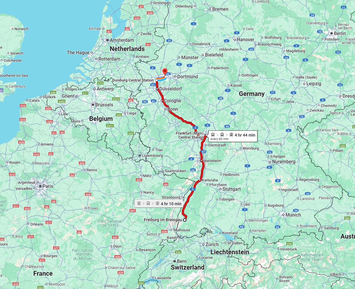 Anreise von Freiburg im Breisgau Zu Gelsenkirchen Über 
