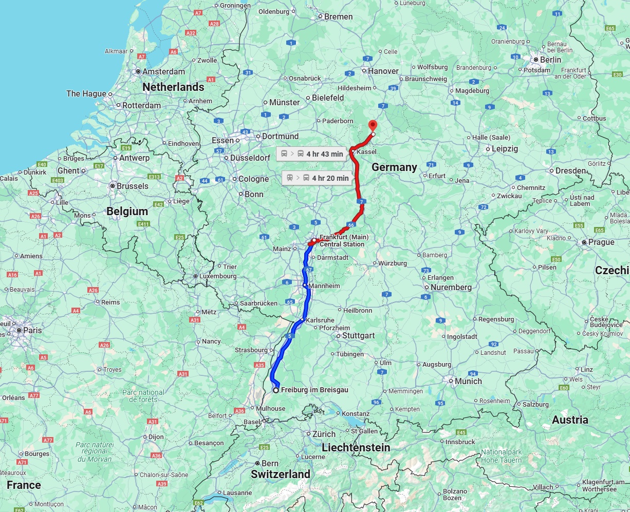 Anreise von Freiburg im Breisgau Zu Göttingen Über 