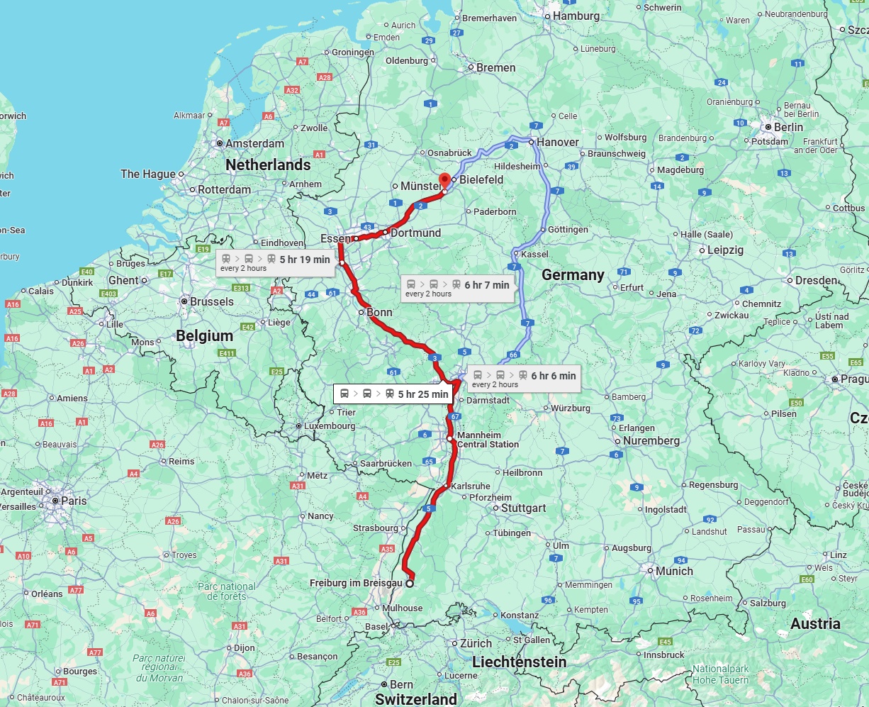 Anreise von Freiburg im Breisgau Zu Gütersloh Über 
