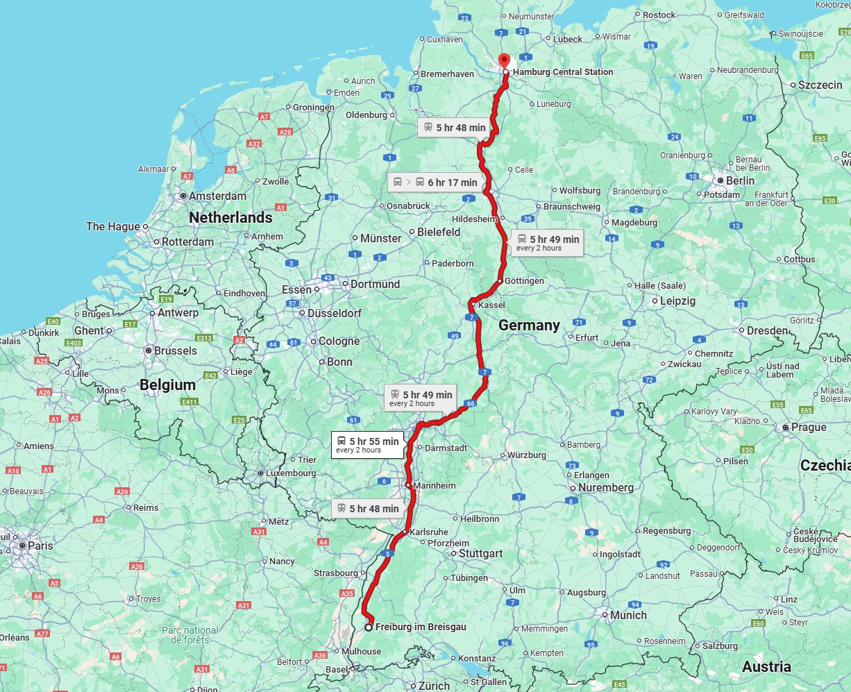 Anreise von Freiburg im Breisgau Zu Hamburg Über 