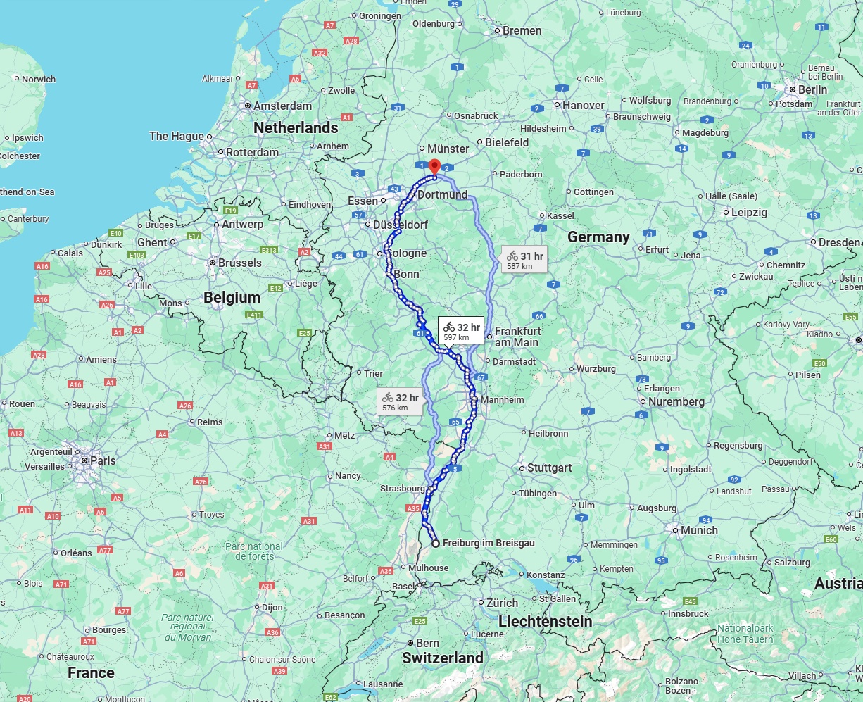 Anreise von Freiburg im Breisgau Zu Hamm Über 