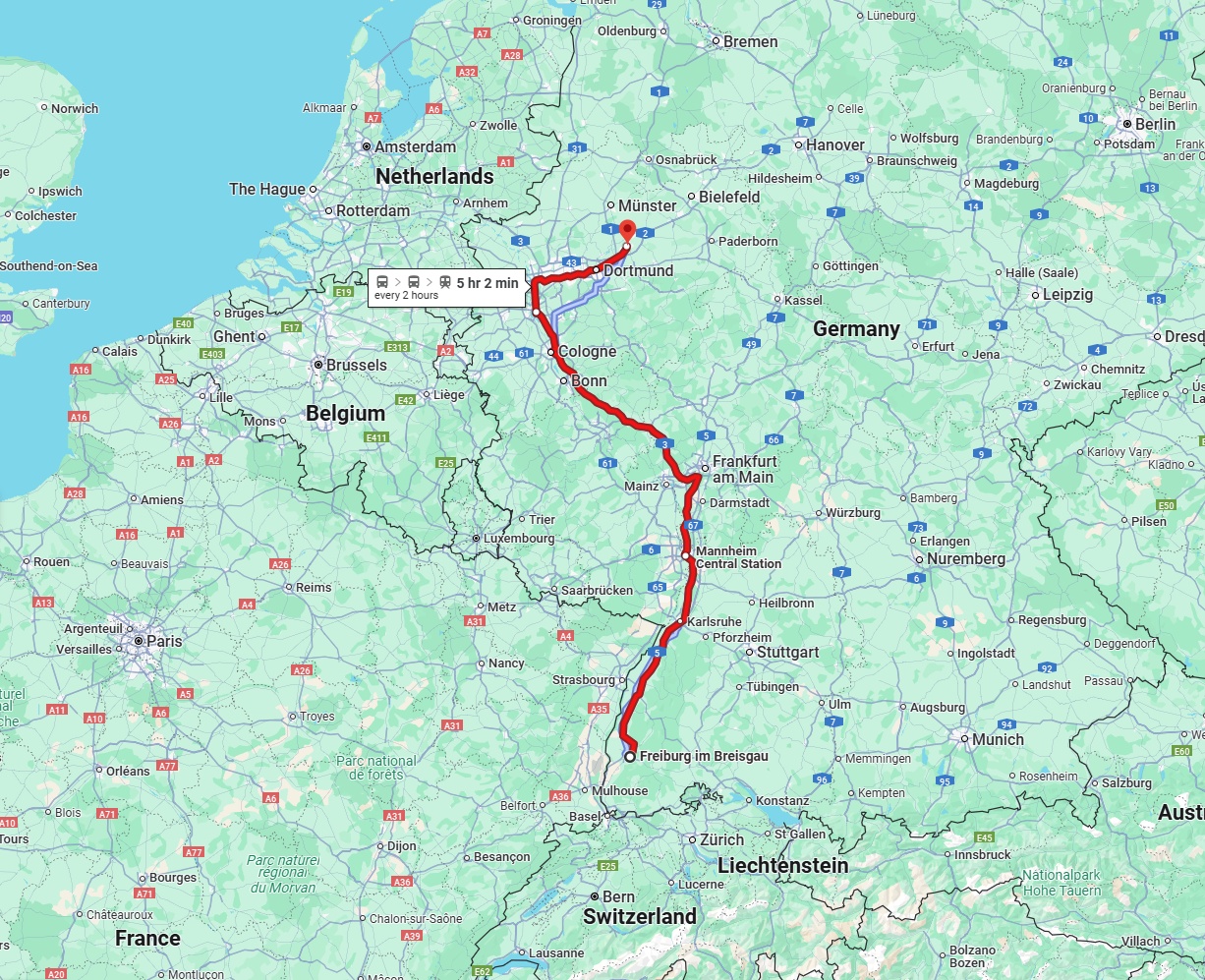 Anreise von Freiburg im Breisgau Zu Hamm Über 