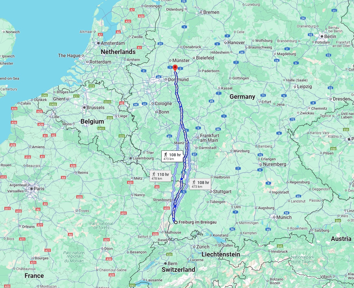 Anreise von Freiburg im Breisgau Zu Hamm Über 